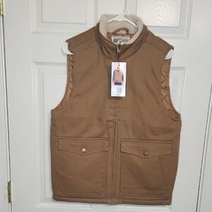 Brown Outdoor Vest with High Collar and Durable Fabric
